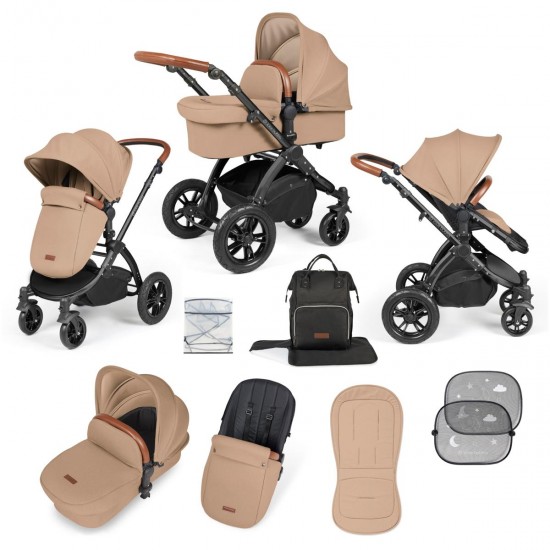 Ickle Bubba Stomp Luxe 2 in 1 Pram Bundle, Desert / Black