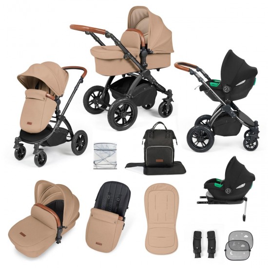 Ickle Bubba Stomp Luxe All in One Cirrus i-Size Travel System Bundle, Desert / Black