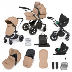 Ickle Bubba Stomp Luxe All in One Cirrus i-Size Travel System Bundle, Desert / Silver