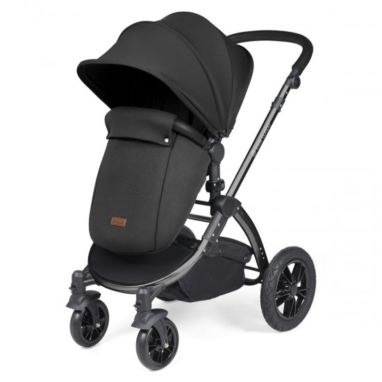 Ickle Bubba Stomp Luxe 2 in 1 Pram Bundle, Midnight / Black