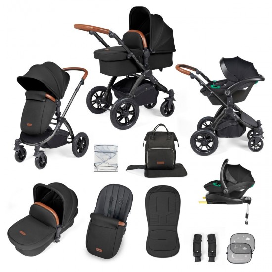 Ickle Bubba Stomp Luxe All in One Stratus i-Size Travel System Bundle, Midnight / Black