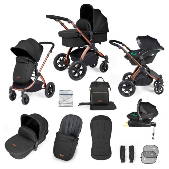 Ickle Bubba Stomp Luxe All in One Stratus i-Size Travel System Bundle, Midnight / Bronze