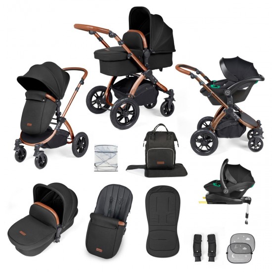 Ickle Bubba Stomp Luxe All in One Stratus i-Size Travel System Bundle, Midnight / Bronze