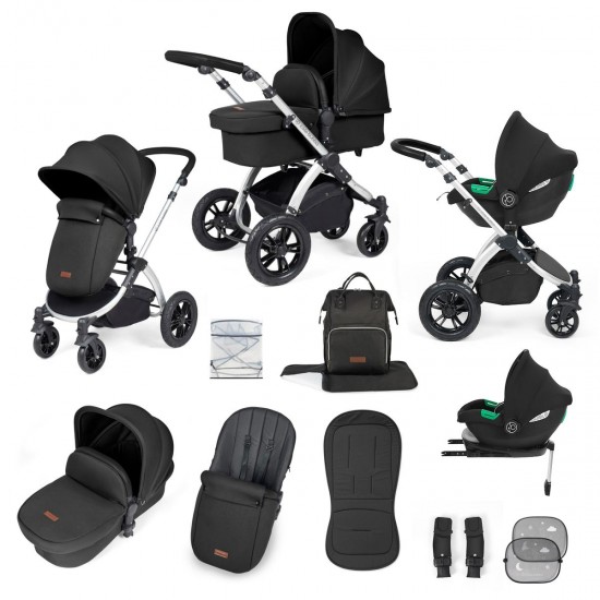 Ickle Bubba Stomp Luxe All in One Cirrus i-Size Travel System Bundle, Midnight / Silver