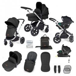 Ickle Bubba Stomp Luxe All in One Stratus i-Size Travel System Bundle, Midnight / Silver