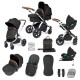 Ickle Bubba Stomp Luxe All in One Cirrus i-Size Travel System Bundle, Midnight / Silver