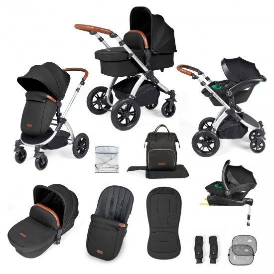 Ickle Bubba Stomp Luxe All in One Stratus i-Size Travel System Bundle, Midnight / Silver