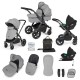 Ickle Bubba Stomp Luxe All in One Cirrus i-Size Travel System Bundle, Pearl Grey / Black