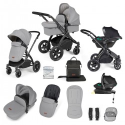 Ickle Bubba Stomp Luxe All in One Stratus i-Size Travel System Bundle, Pearl Grey / Black