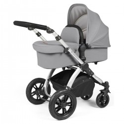 Ickle Bubba Stomp Luxe 2 in 1 Pram Bundle, Pearl Grey / Silver