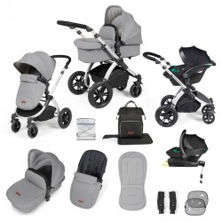 Ickle Bubba Stomp Luxe All in One Stratus i-Size Travel System Bundle, Pearl Grey / Silver