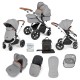 Ickle Bubba Stomp Luxe 2 in 1 Pram Bundle, Pearl Grey / Silver