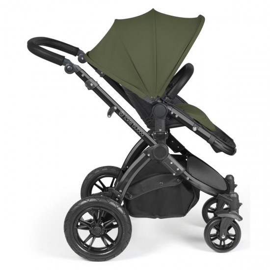 Ickle Bubba Stomp Luxe 2 in 1 Pram Bundle, Woodland / Black