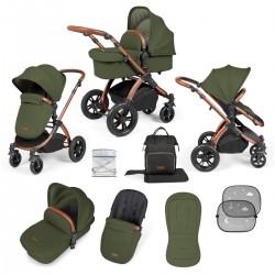 Ickle Bubba Stomp Luxe 2 in 1 Pram Bundle, Woodland / Bronze