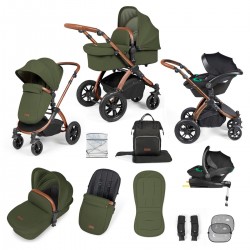 Ickle Bubba Stomp Luxe All in One Stratus i-Size Travel System Bundle, Woodland / Bronze