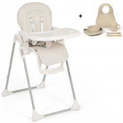 Ickle Bubba Switch Multi Function Highchair + Beige Feeding Set, Pearl Grey