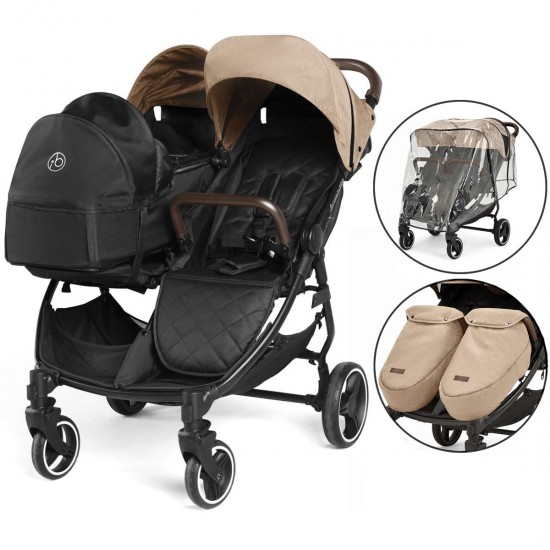 Ickle Bubba Venus Prime Double Stroller, Biscuit