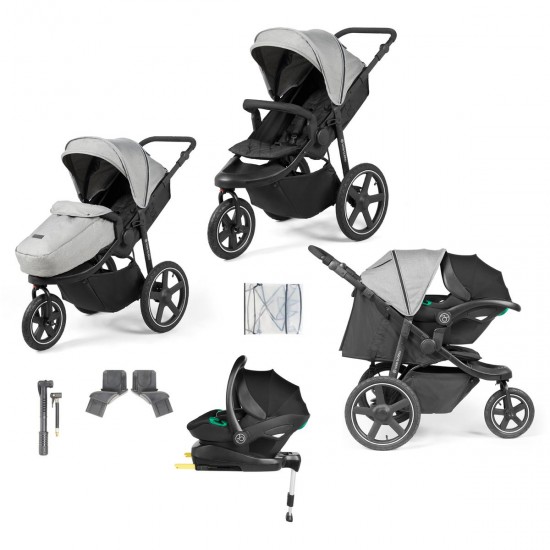 Ickle Bubba Venus Max Jogger Stroller i-Size Travel System Bundle with Isofix Base, Space Grey