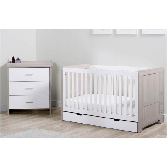 Ickle Bubba Pembrey 2 Piece Furniture Set, Under Drawer & Mattress, Ash Grey & White