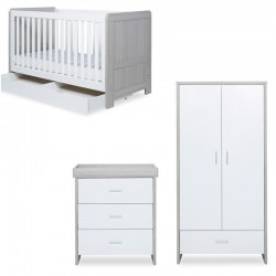 Ickle Bubba Pembrey 3 Piece Furniture Set, Under Drawer & Mattress, Ash Grey & White