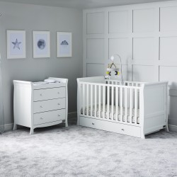 Ickle Bubba Snowdon Classic Sleigh 2 Piece Room Set with Mattress, White