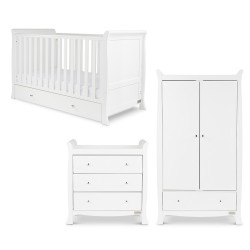 Ickle Bubba Snowdon Classic Sleigh 3 Piece Room Set with Mattress, White