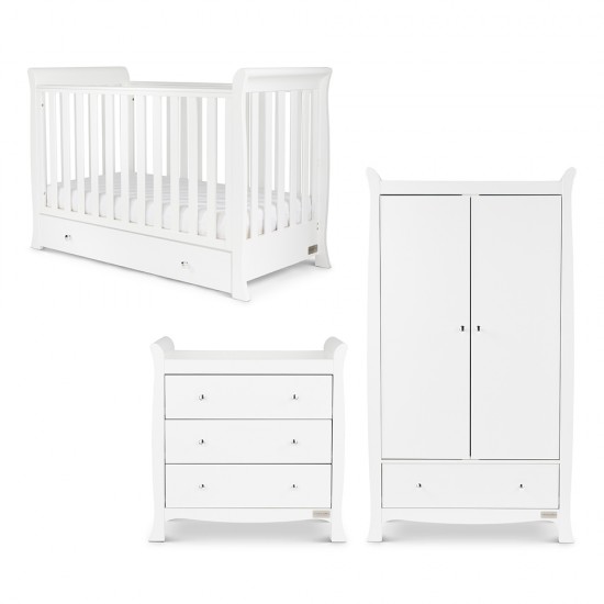 Ickle Bubba Snowdon 4 in 1 Mini 3 Piece Room Set with Mattress, White