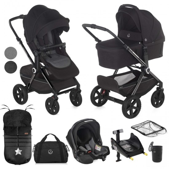 Jane Crosslight-3 + Sweet + Koos iSize, 10 Piece Travel System Bundle, Cold Black