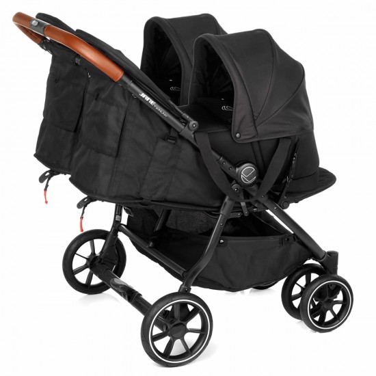 Jane Twinlink Pushchair + 2 Smart Carrycots, Cold Black