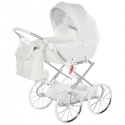 Junama Dolce Dolls Pram, White Silver