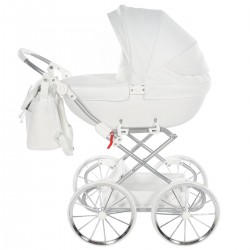 Junama Dolce Dolls Pram, White Silver