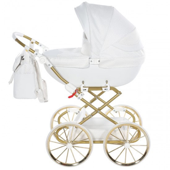 Junama Dolce Dolls Pram, White Gold