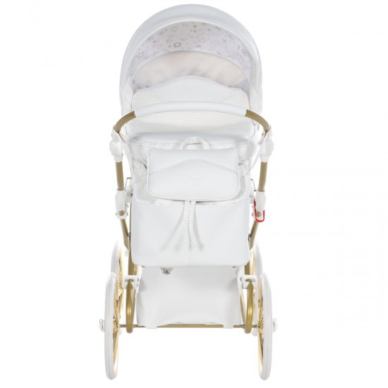 Junama Dolce Dolls Pram, White Gold