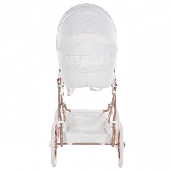 Junama Dolce Dolls Pram, White Rose Gold