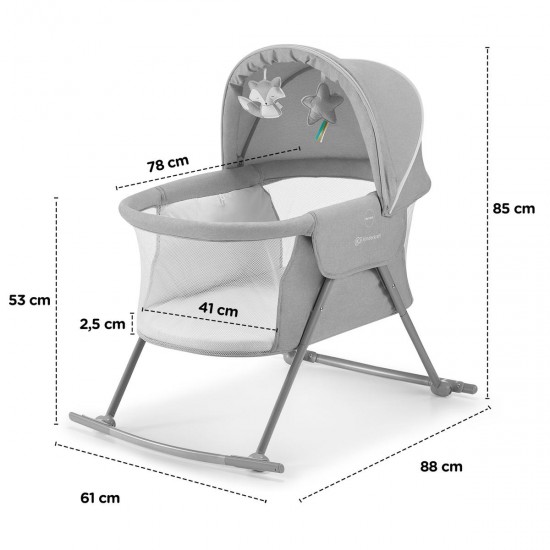 Kinderkraft LOVI 3-in-1 Rocker Crib, Grey