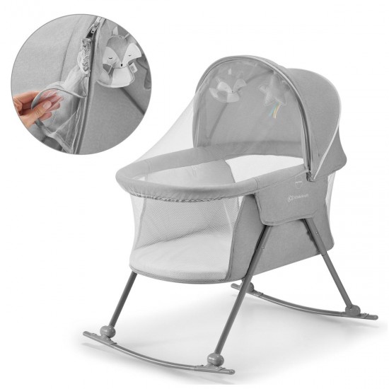 Kinderkraft LOVI 3-in-1 Rocker Crib, Grey