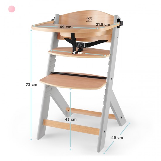 Kinderkraft ENOCK Highchair, Grey/Natural