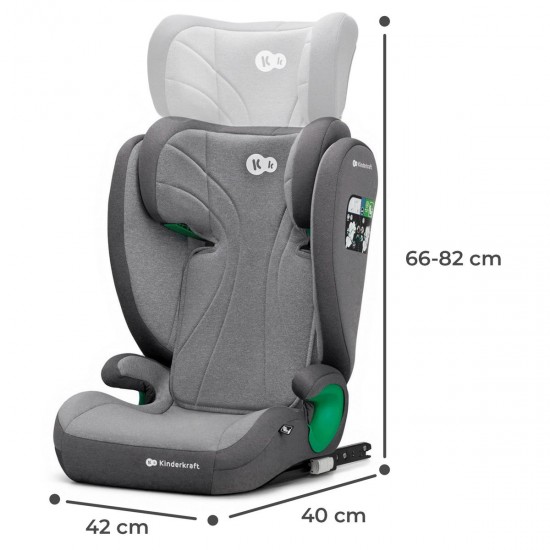 Kinderkraft Junior Fix 2, 100 - 150cm i-Size Car Seat - Rocket Grey