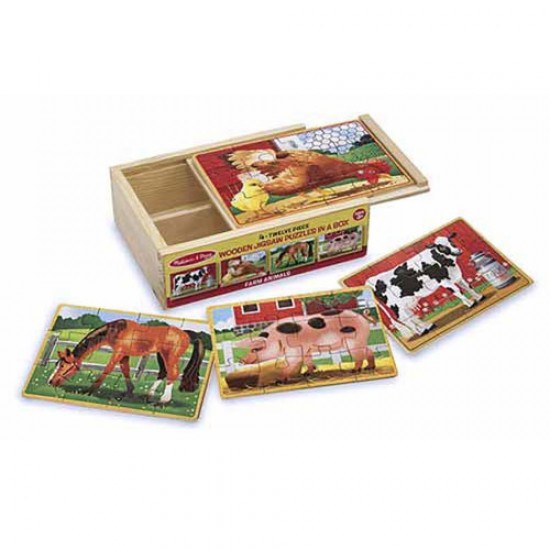 Melissa & Doug Wooden Jigsaw Puzzle in a Box ~ Farm 