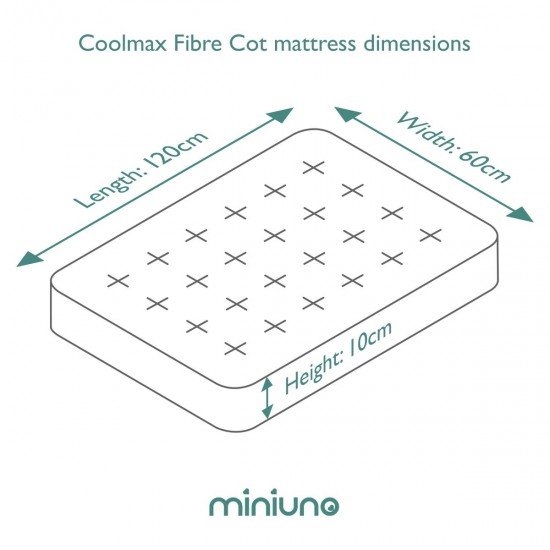 Miniuno Coolmax Fibre Cot Bed Mattress, 140 x 70 x 10cm