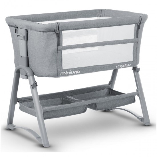 Miniuno StayClose Bedside Crib, Grey