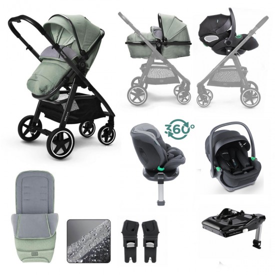 Miniuno TouraGo Infinityfix Travel System + Free Isofix Base, Shamrock