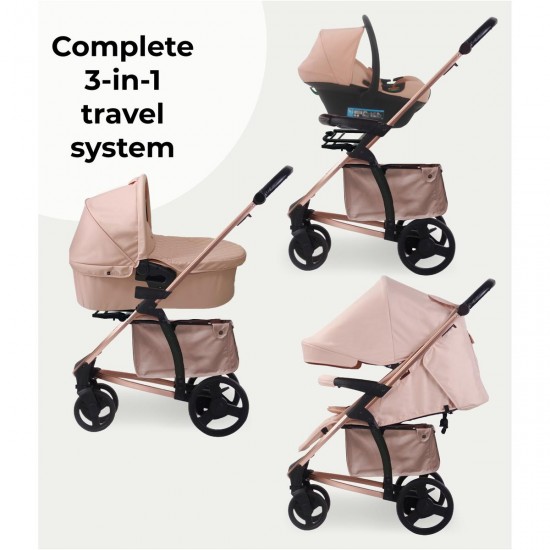 My Babiie MB200i 3 in 1 i-Size Travel System Bundle, Blush