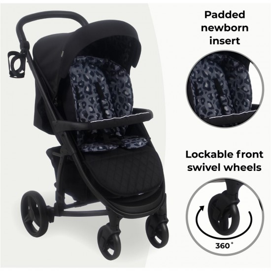 My Babiie MB200i 3 in 1 i-Size Travel System Bundle, Black Leopard