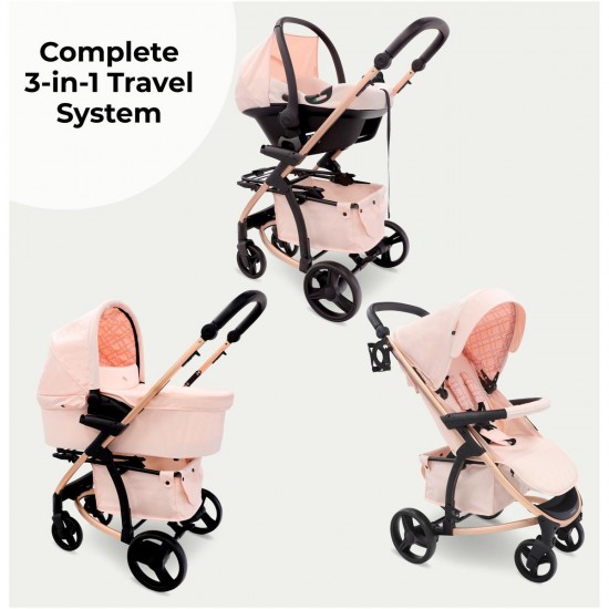 My Babiie MB200i 3 in 1 i-Size Travel System Bundle, Pink Plaid