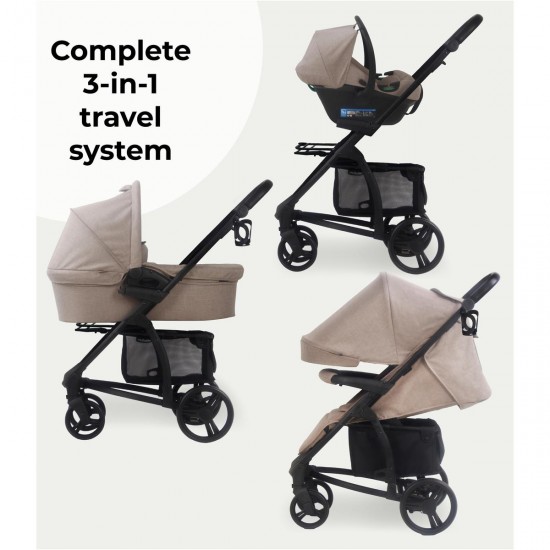 My Babiie MB200i 3 in 1 i-Size Travel System Bundle, Mink