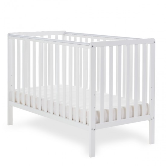 Obaby Bantam Cot + Fibre Mattress, White