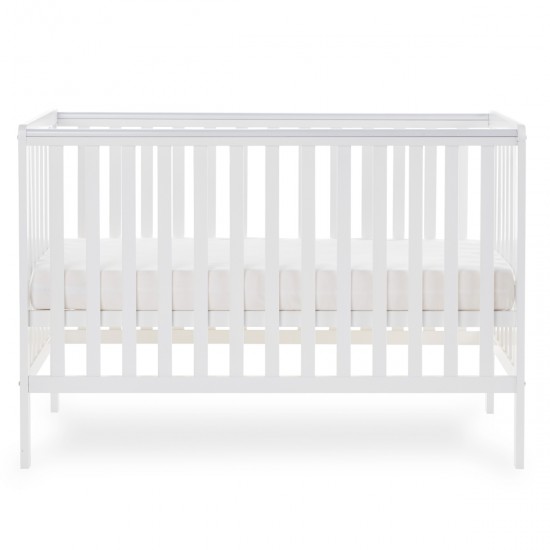 Obaby Bantam Cot + Fibre Mattress, White