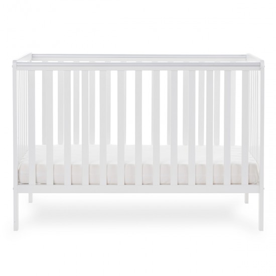 Obaby Bantam Cot + Fibre Mattress, White