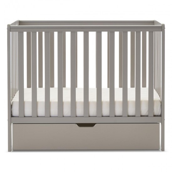 Obaby Bantam Space Saver Cot + Under Drawer + Fibre Mattress, Warm Grey